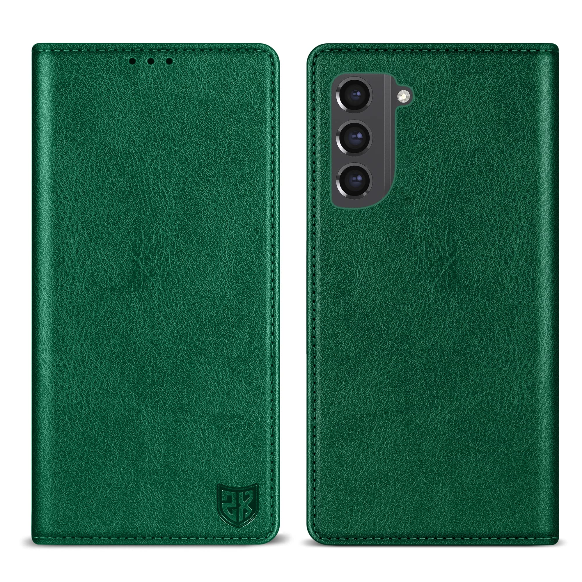ZZXX for Galaxy S21 FE Wallet Case Strong Magnetic 6.4 inch,Green
