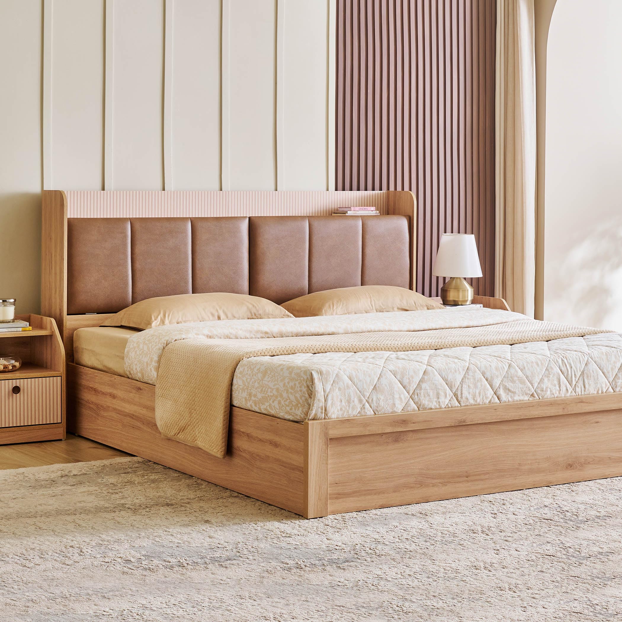 Home Centre Lexus Savanna King Bed with Box Storage - Brown-picture-13