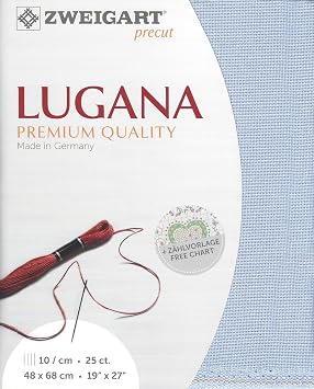 Wizardi Lugana 25 Count Light Blue 3835/501. Needlework Canvas, Cross-Stitch Fabric, Embroidery Cloth, Needlepoint Canvas. 52% Cotton and 48% Viscose. Precut Zweigart