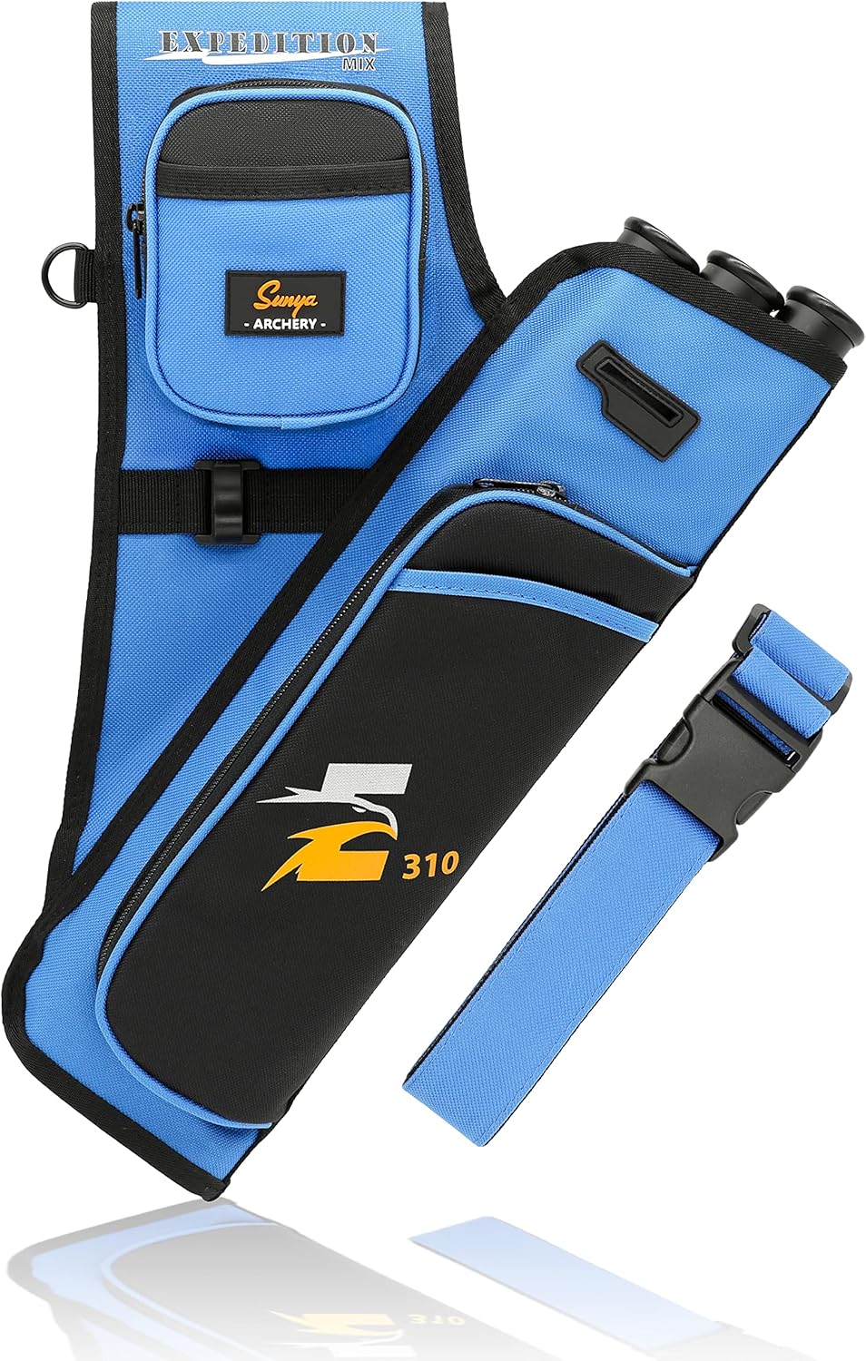 SUNYA Archery Hip Quiver for Arrows. Includes 3 Tubes, Tab and Release Pockets and Nylon Belt. Fit for Target Archery (Black) : Sports & Outdoors