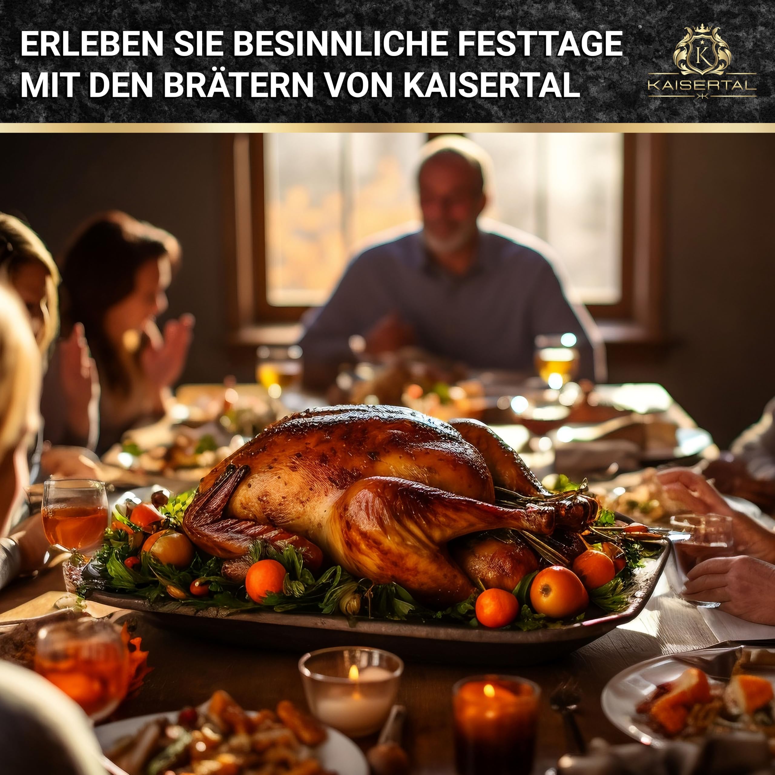 KAISERTAL Gusseisen Bräter mit Deckel backofengeeignet – 28cm Schmortopf mit Deckel | Backofengeeignet, Induktion, Indoor & Outdoor | 7kg Gusseisen-Topf 6L – Cast Iron Pot für Bräter & Schmortöpfe