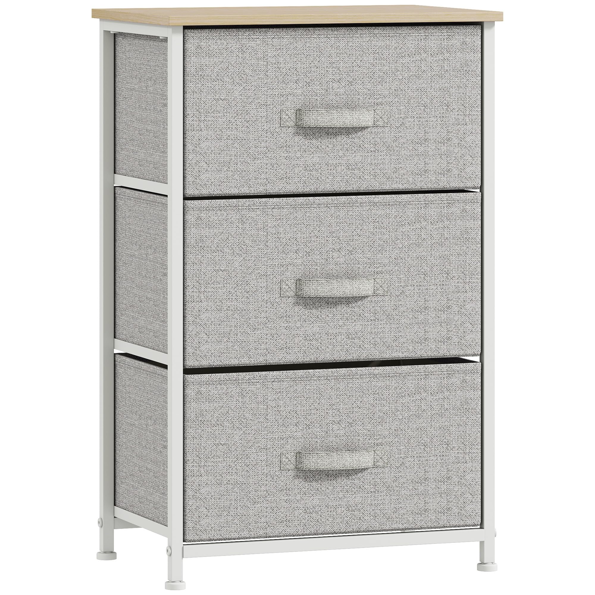 HOMCOM Cómoda con 3 Cajones de Tela, Cómoda para Dormitorio, Marco de Acero, Cajonera para Salón, Oficina, Vestidor, Gris