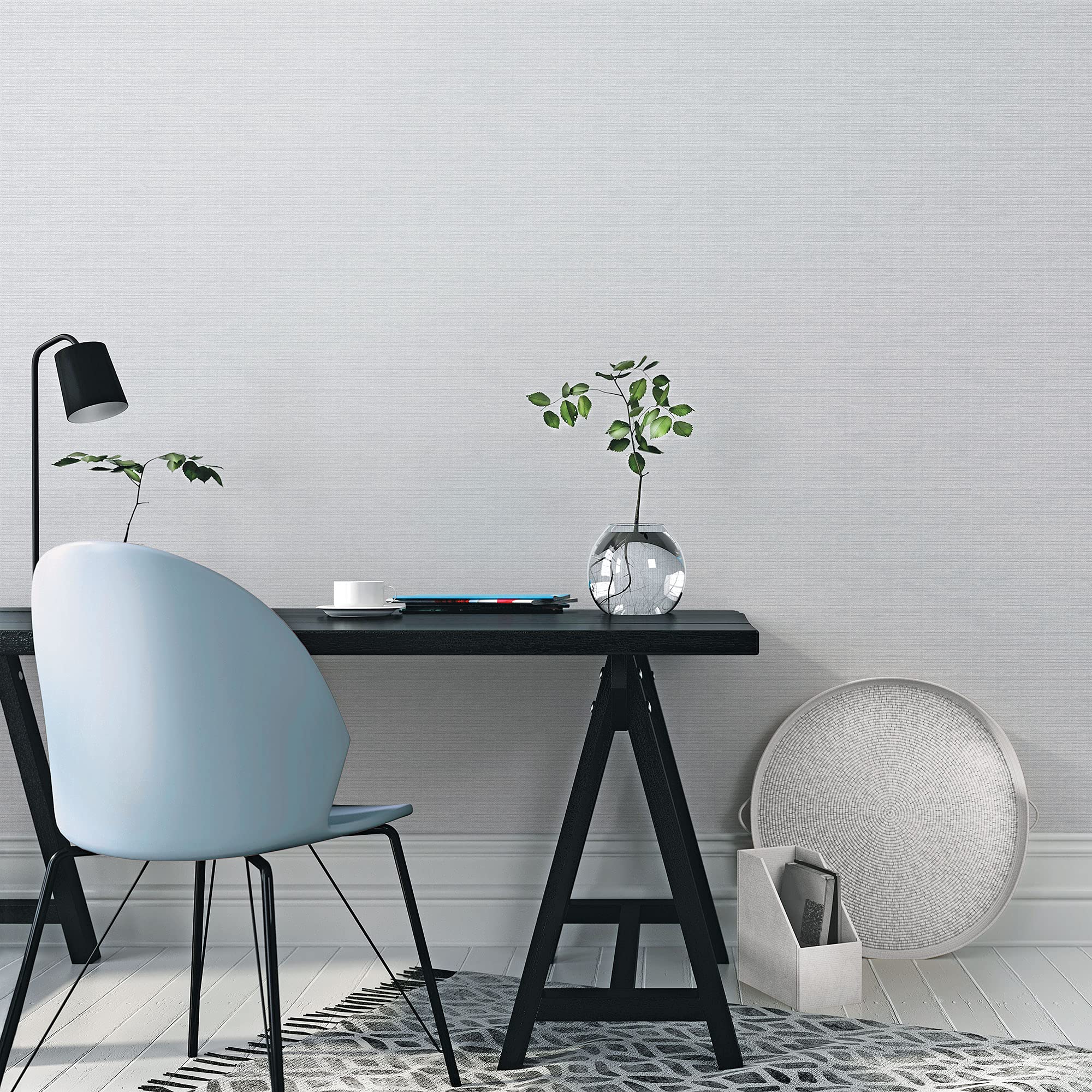 Galerie G56635 TexStyle Collection, Woven Weave Design Wallpaper, Grey, 10m x 53cm, Lt. Grey, Silver Metallic - Image 2