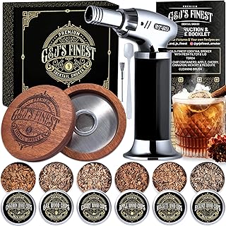 Whiskey Smoker Kit | Cocktail Smoker Kit| Bourbon Smoker Kit| Old Fashioned Smoker Kit with 3-Flame Torch, 6 Wood Chips & Gift Box for Smoking Drinks| Whiskey Gift for Men (No Butane Incl.)