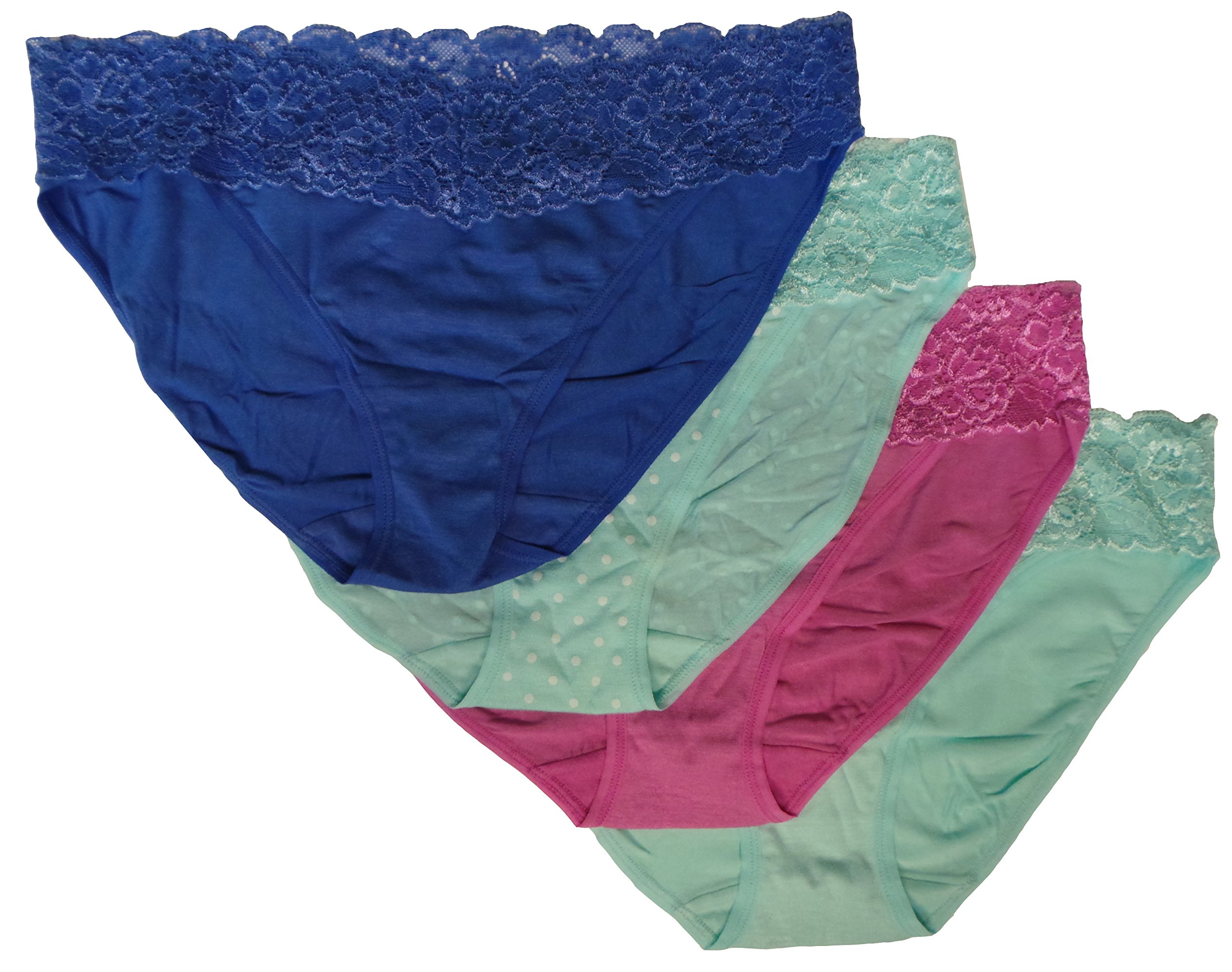 Felina 4-Pack Lace Modal Bikini Panties (Multiple Color Fashion) Medium