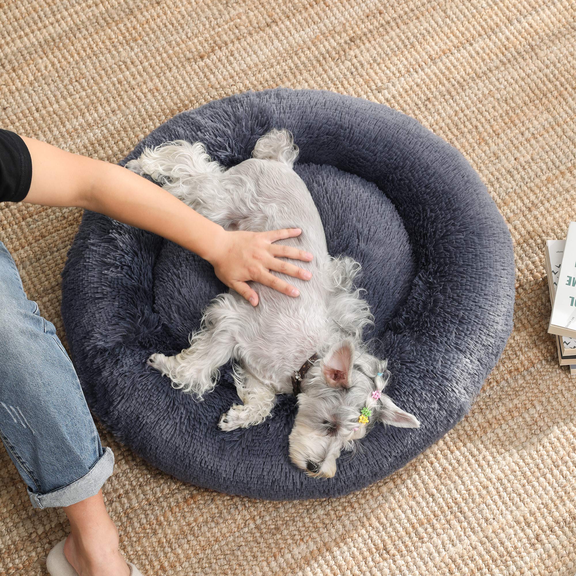 Maran Hundebett Rund, 70x70x20 Cm - Weiches Donut-Design, Rutschfeste Unterseite, Für Hunde & Katzen