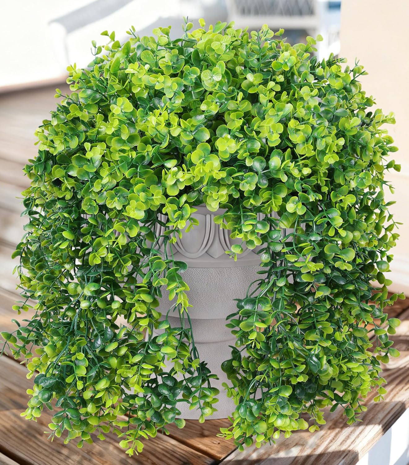 Ivydale 2-Pack UV Resistant Fake Hanging Eucalyptus Plants - Realistic Faux Greenery for Outdoor Porch Patio Garden Yard Decor