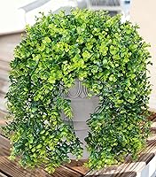 Ivydale 2-Pack UV Resistant Fake Hanging Eucalyptus Plants - Realistic Faux Greenery for Outdoor Porch Patio Garden Yard Decor