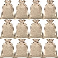Vista 1 de Woanger 100 bolsas pequeñas de arpillera con cordón, bolsas de regalo reutilizables de arpillera, bolsas de lino para envolver cumpleaños, bodas