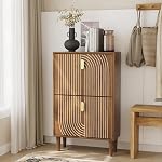 Shoe Storage Cabinet with 2 Flip Drawers, 23.6"(W) Freestanding Shoe Organizer with Metal Handles for Entryway, Narrow Shoe Rack Cabinet