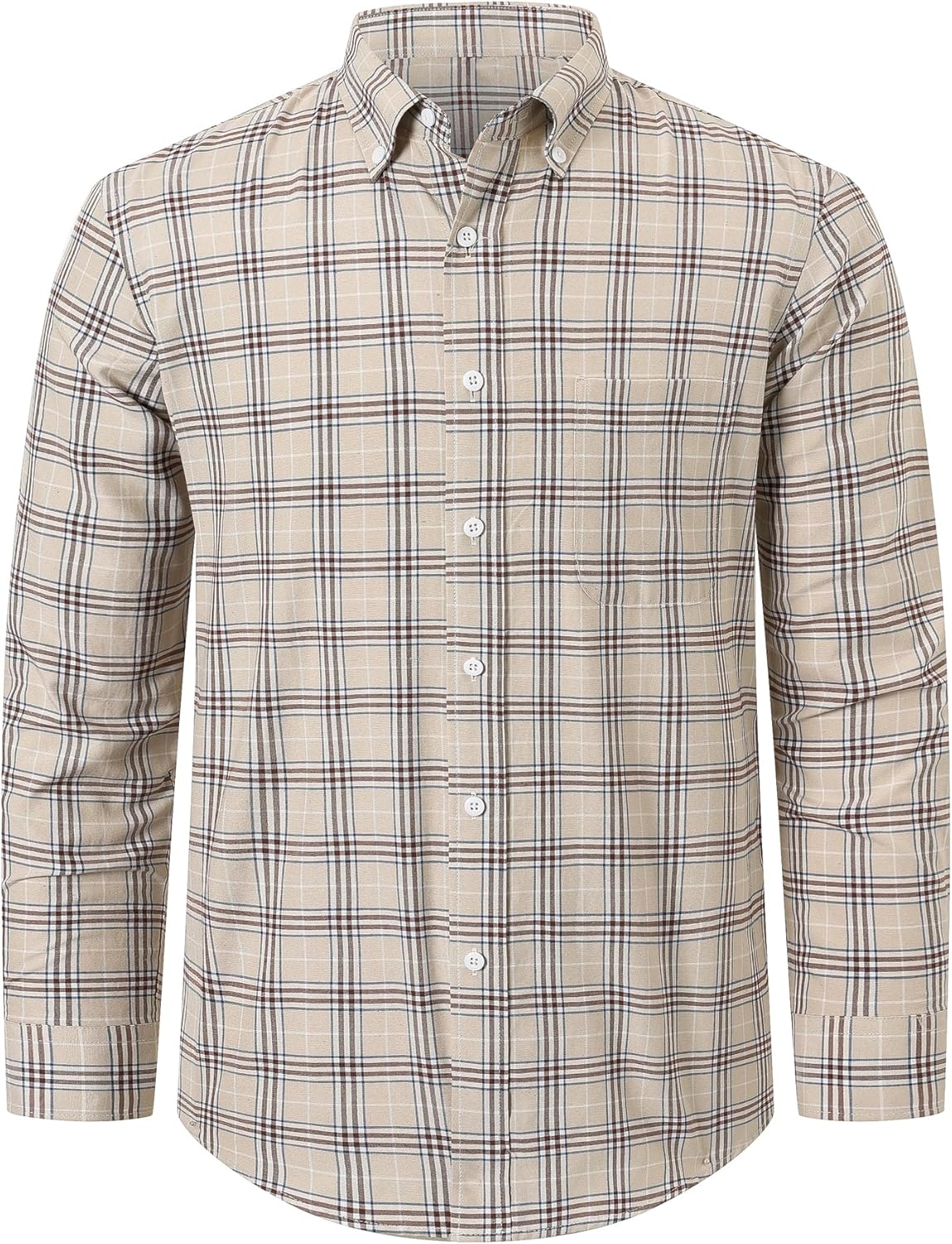 Cromoncent Mens Long Sleeve Oxford Button Down Shirts Casual Dress Shirt for Men,100% Cotton,Plaid/Stripes Shirts - Image 6