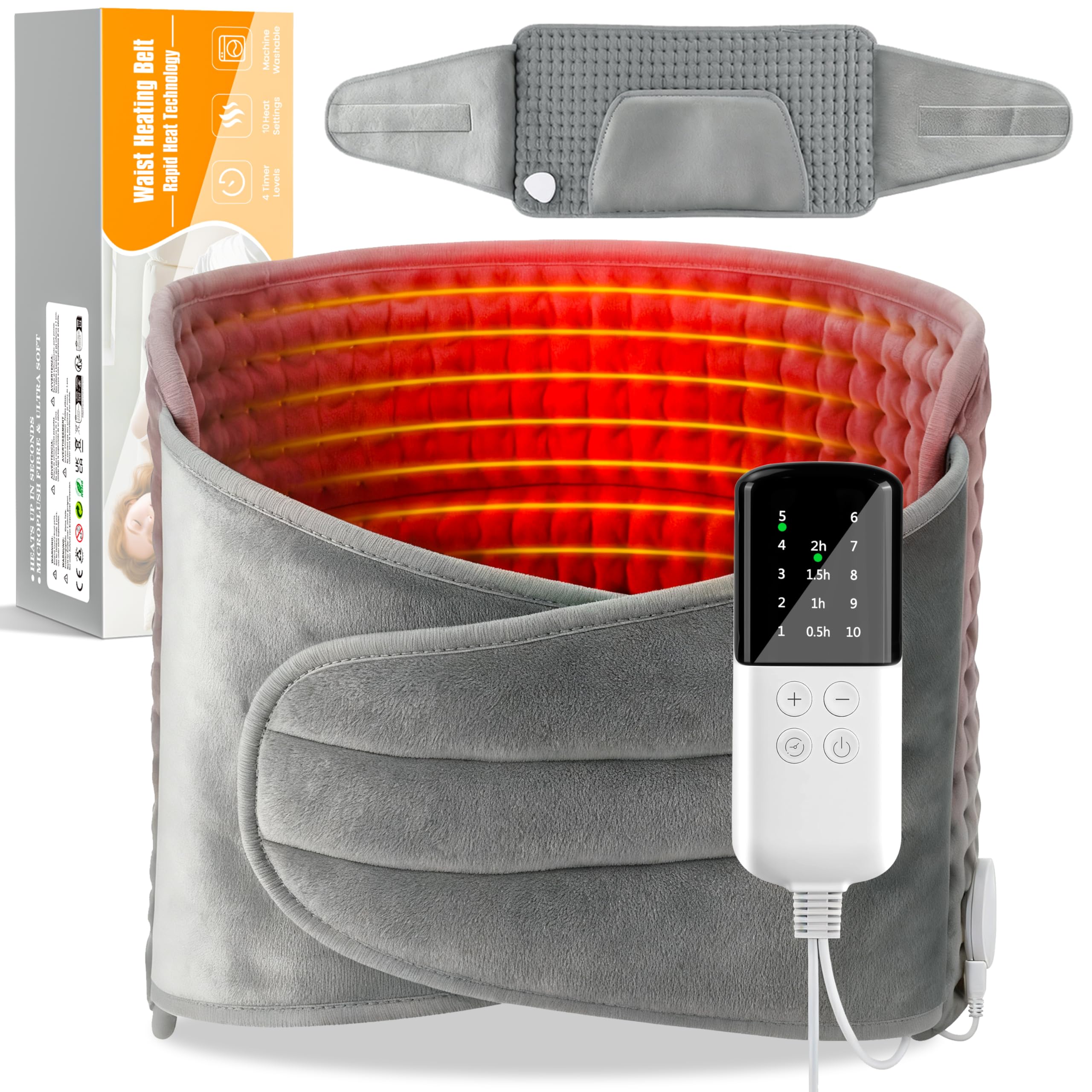 Naxup 125x30cm Termoforo Elettrico, Termoforo Lombare, Fascia Lombare Riscaldante, 9 Livelli Di Riscaldamento, 4 Impostazioni Di Temporizzazione, Lavabile, per Schiena, Collo, Spalle, Addome