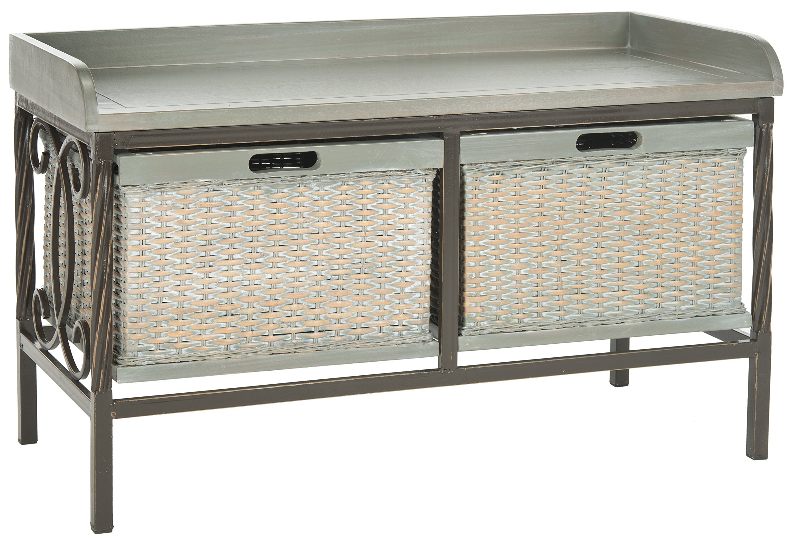 Safavieh Rustic Indoor Bench in Antique Pewter and French Grey, 40 X 85 X 50