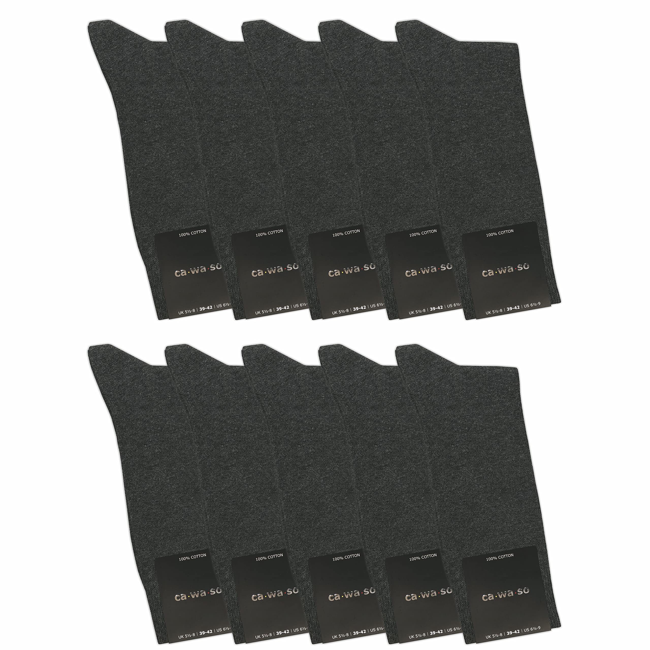 Calcetines para hombre de 100% algodón | Calcetines de algodón puro en juego de 10 | Calcetines de ocio sin costura con talón y punta reforzados