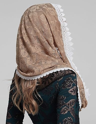 Miniatura 4 de YHDDYG Velo infinito para masas católicas, bufanda infinita, velo de iglesia para niñas, mantilla, velos infinitos, rosas, S97