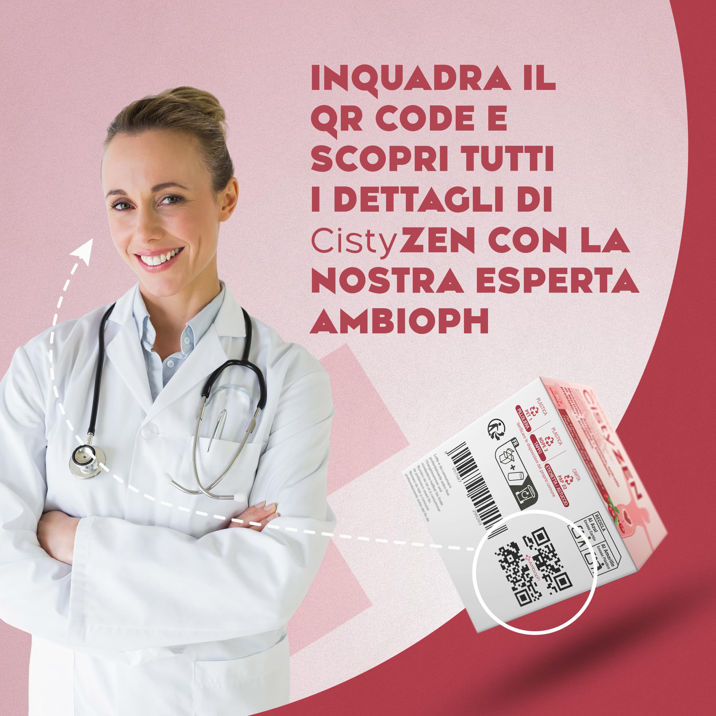 Cistyzen, D-mannosio e Mirtillo Rosso, per Cistite e infezioni delle vie urinarie - 60 capsule con Probiotici e prebiotici, Integratore naturale, soluzione ideale per la Vaginosi Batterica e Cistite