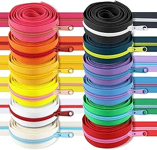 SHRJ 12Pcs 36 Yards Sewing Zippers #5 Nylon Coil in Assorted Colors with 120 Zipper Sliders Pull Head Zipper Repair Kit for DIY Tailor Sewing Crafts Supplies Clothes Bag
