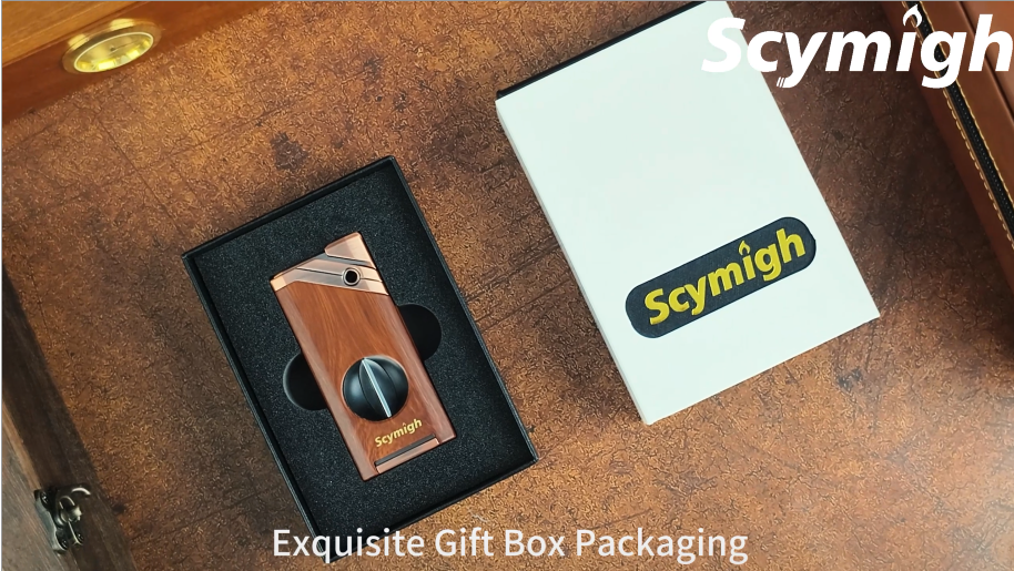 Encendedor soplete recargable con cortador y soporte miniatura 7