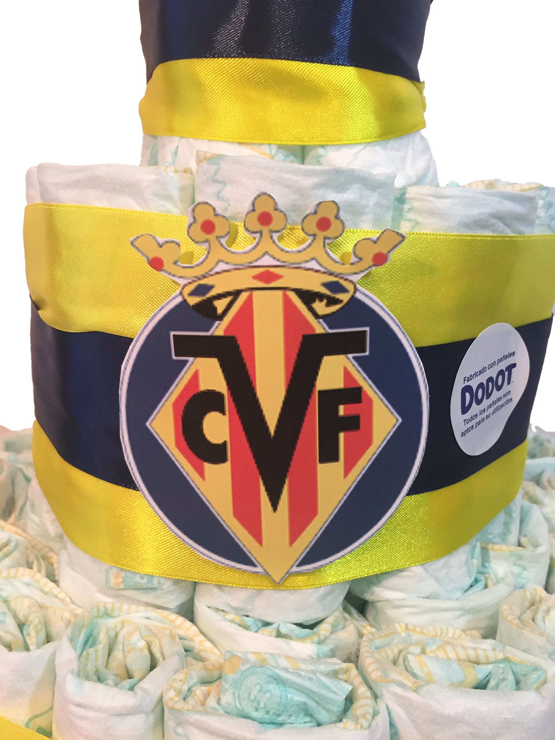 Tarta de pañales Villareal (Talla 2 (3-6 kg)) by MomentosGourmet Añade tu dedicatoria personalizada. Regalo para bebé muy práctico. Cesta Canastilla recién nacido. Diaper Cake