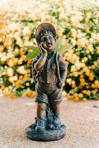 Miniatura 4 de XBrand Estatua de jardín de bronce sintético de óxido de magnesio de 24 pulgadas de alto con maceta pequeña, decoración al aire libre, escultura de