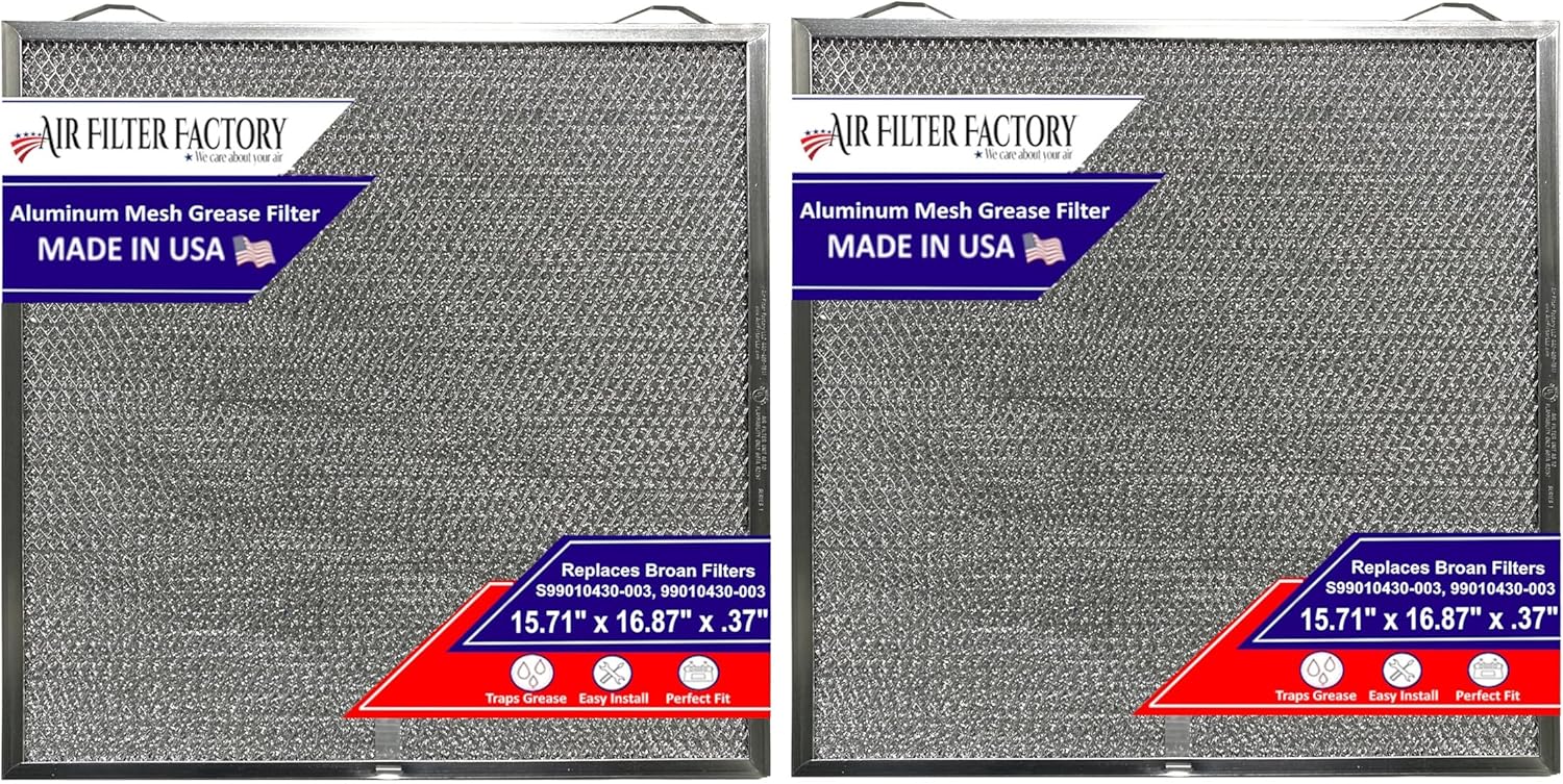 (2 Pack) Air Filter Factory Replacement For Broan Nutone S99010430-003, 99010430-003, HPFA136 Grease Range Hood Filters