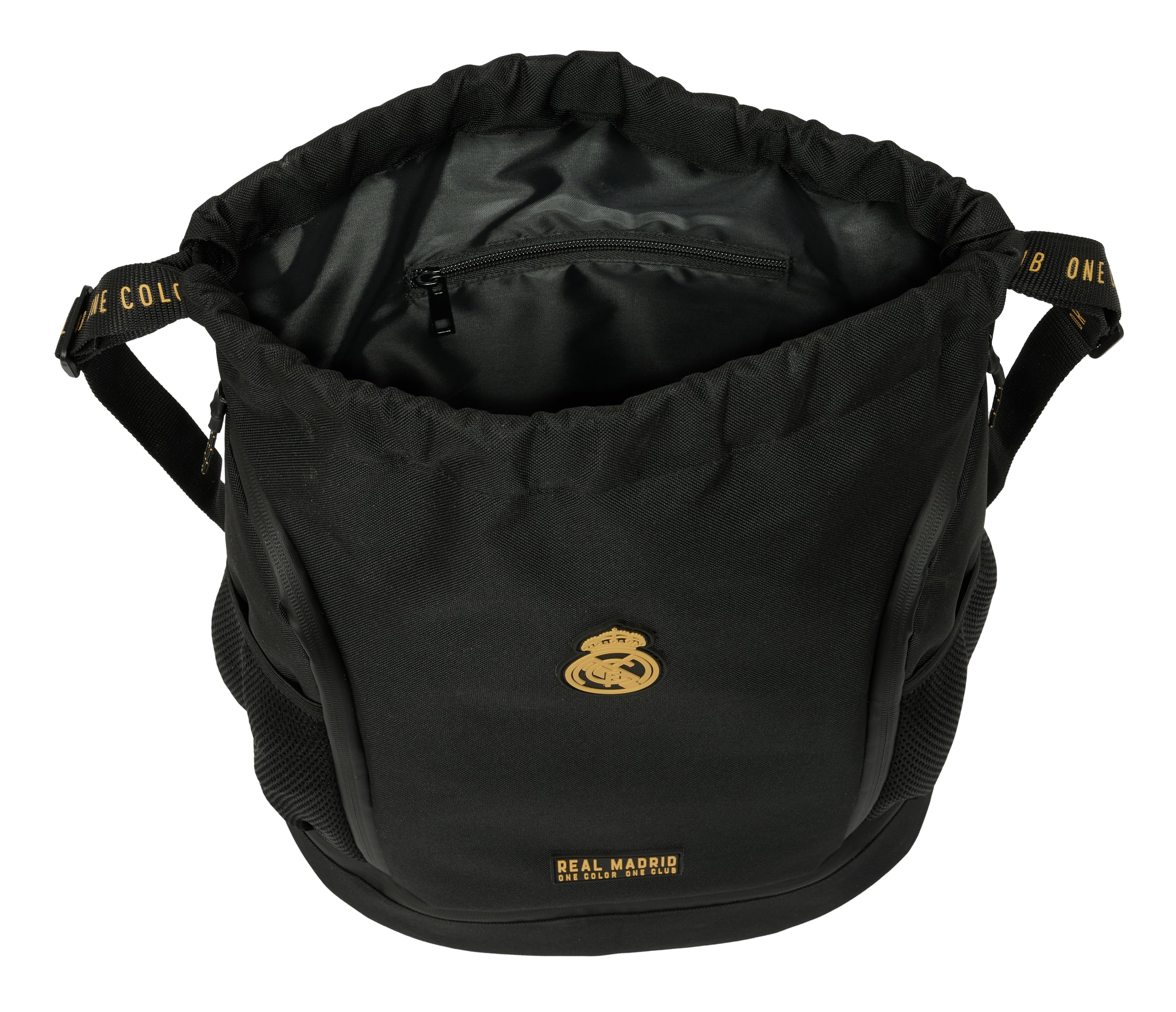 REAL MADRID 3ª EQUIPACIÓN - Mochila Saco, Mochila, Ideal para Niños de Diferentes Edades, Cómoda y Versátil, Calidad y Resistencia, 34x15x43 cm, Color Negro
