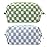 PAZIMIIK Checkered Makeup Bag for Purse Portable Zipper Make Up Pouch Small Cosmetic Case for Travel Accessories (2PCS Blue Light Green)
