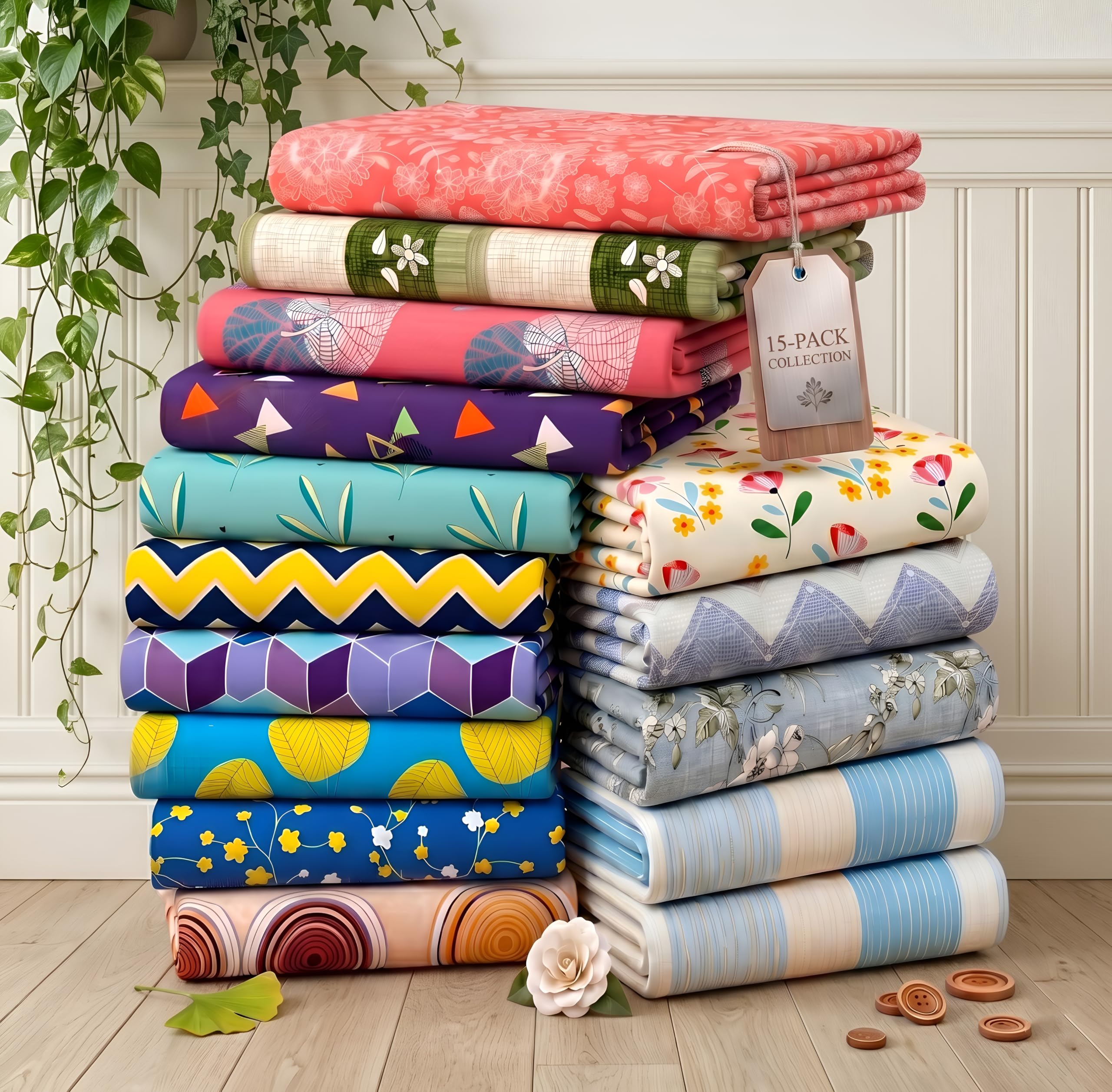 VAS COLLECTIONS Cotton Feel Double Bedsheet 90x100 Inches | Bulk Bedding Set Pack of 15 with 30 Pillow Covers | Soft Breathable Printed Bed Sheets for Hotels, Hostels, PG, Home & Diwali Gifting