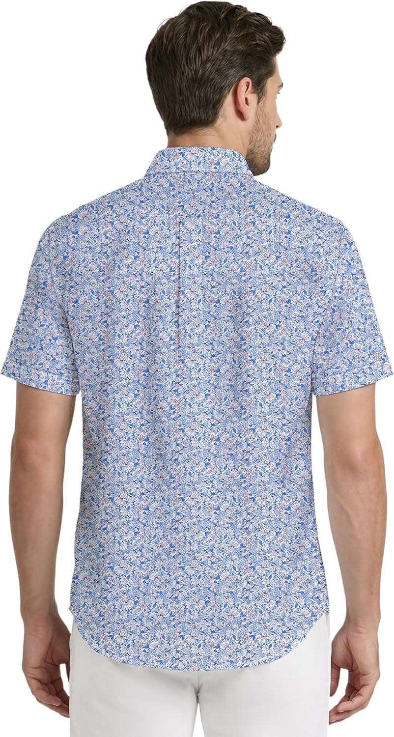 IZOD Men's Breeze Short Sleeve Button Down Patterned Shirt