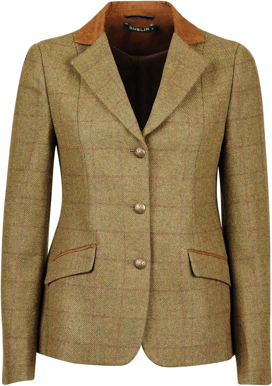Dublin Ladies Albany Tweed Suede Collar Tailored Jacket Brown 10
