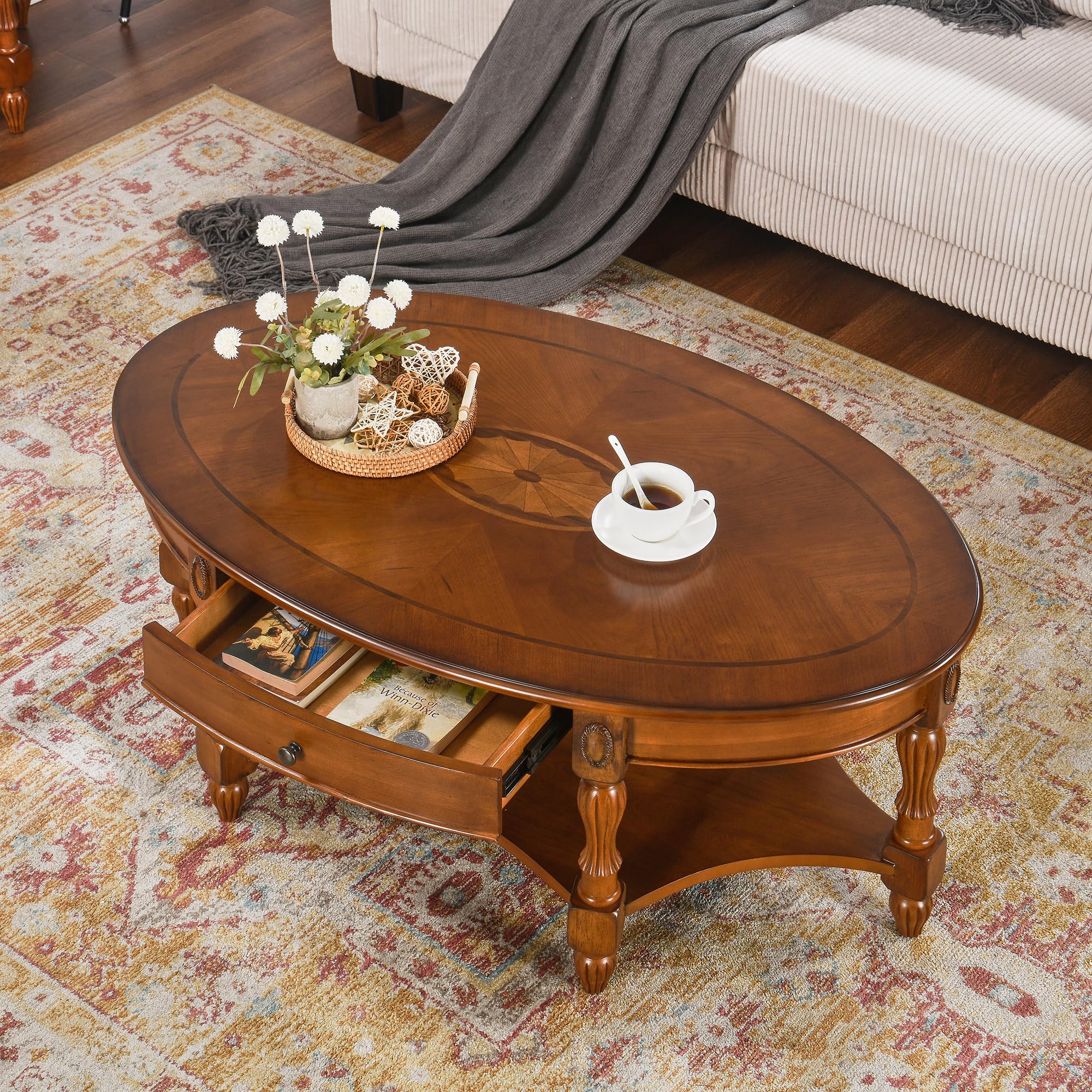 Amazon.com: LEEMTORIG Oval Coffee Table for Living Room, Solid