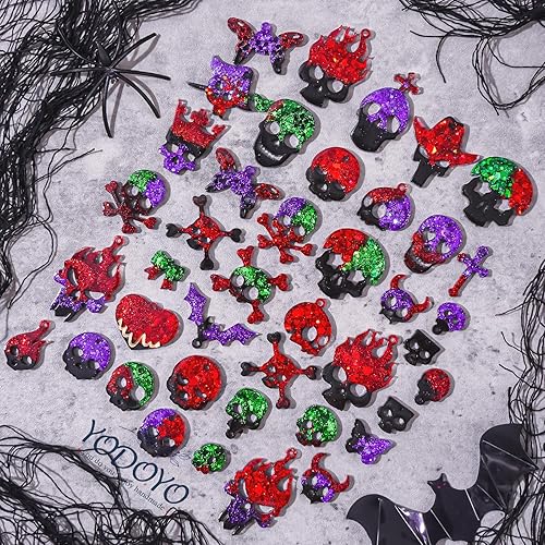 Miniatura 3 de Molde para aretes de resina de Halloween, 3 moldes de joyería de resina, varios moldes de silicona de calavera, moldes de pinzas para el cabello,