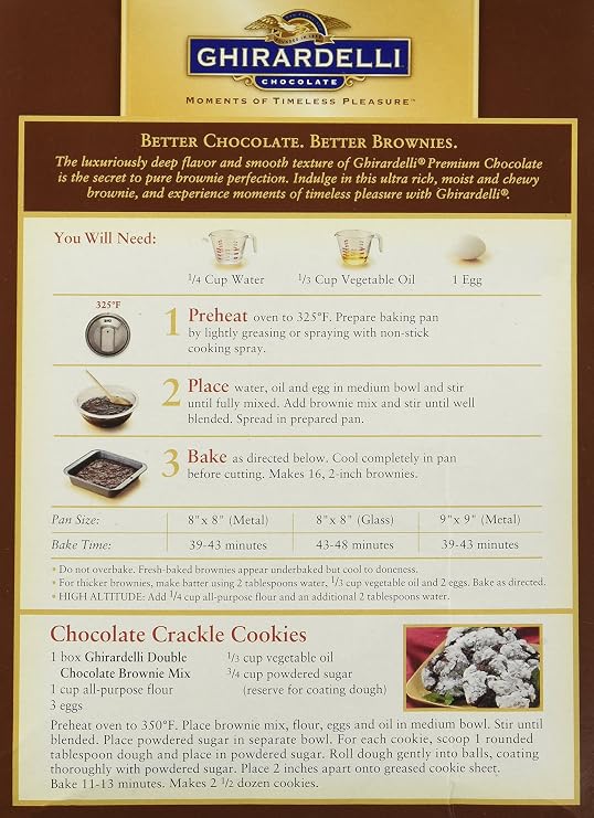 GHIRARDELLI Double Chocolate Premium Brownie Mix - 18 Oz (Pack of 2)