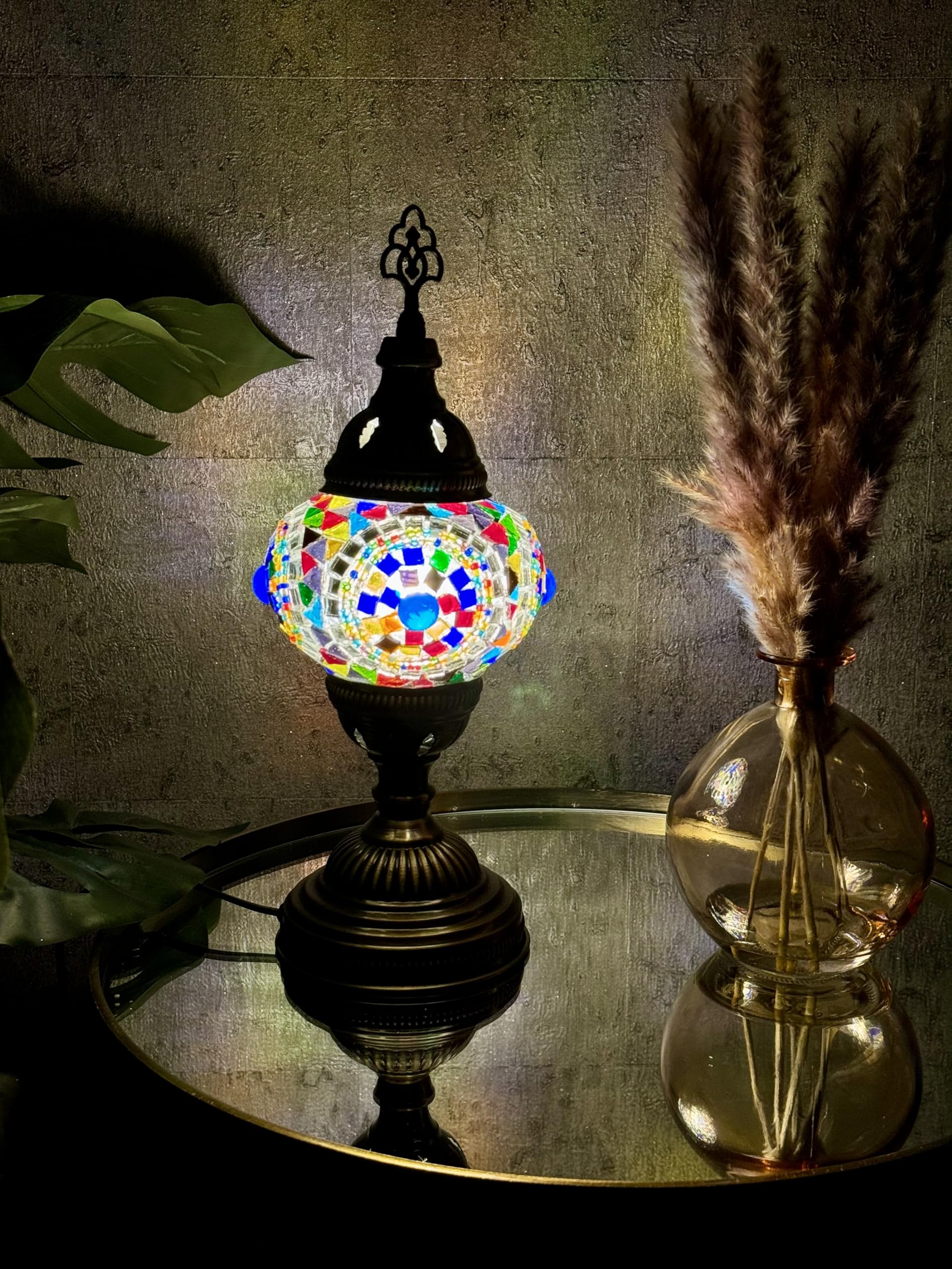 Lightza New Handmade Multi Color Turkish Moroccan Mosaic Table Lamp (Multi Coloured 03) — image 1