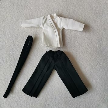 1/12 Samurai Kimono Clothes for Clown 6" 6 inches Action Figure Doll Clothes White top&Black Trousers