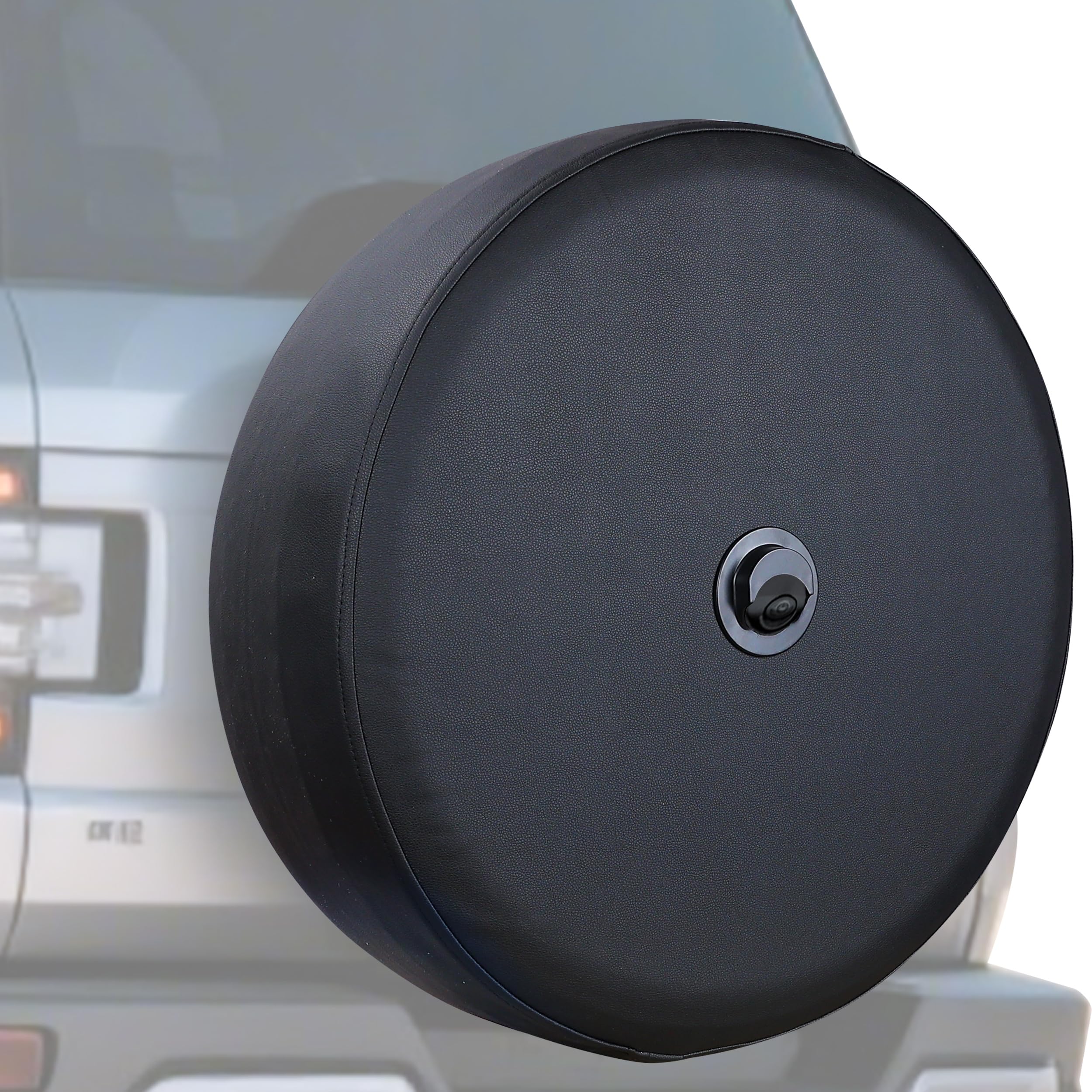 Amooca Spare Tire Wheel Cover with Backup Camera Hole Compatible with Ford Bronco?2021-2025? Spare tire Exterior Accessories Black 30"