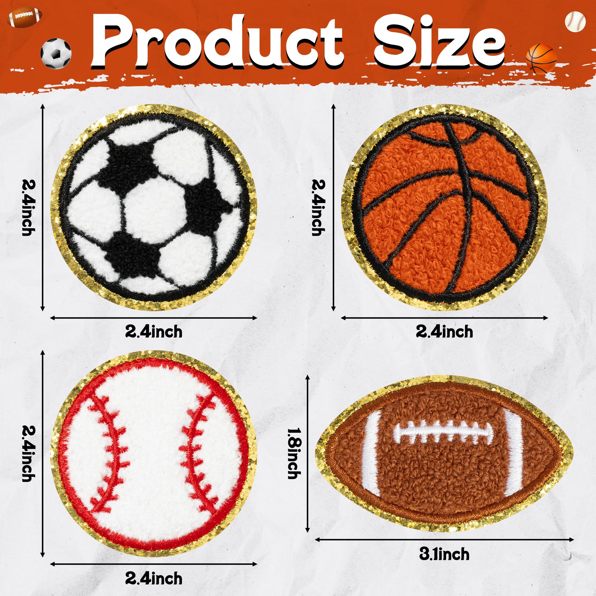 5Pcs/Lot Sports Ball Patches Embroidered Fabric Patch Applique Iron On For DIY Sewing Crafts Clothing Jeans Bags Cap Accessories