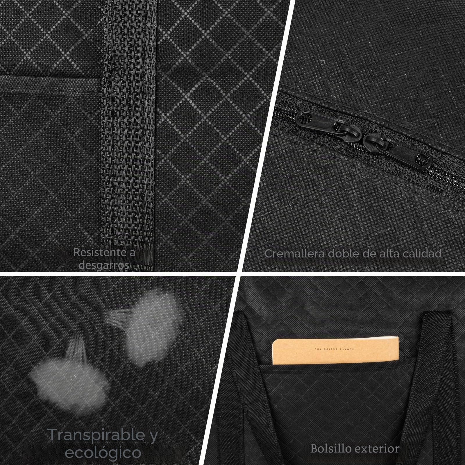 Paquete de 4 bolsas de almacenamiento extragrandes de 120L con tapa, bolsas de mudanza resistentes con cremalleras, bolsa de transporte para viajes, edredones, ropa, hogar, debajo de la cama