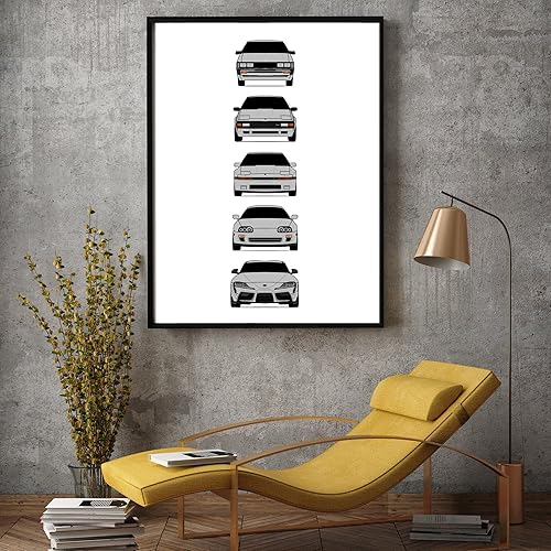 Vista 65 de Handmade Poster compatible with Toyota Supra Generations and Print of Toyota Supra - White, 8x10" Satin Print (Unframed) - Gift for Car Enthusiast