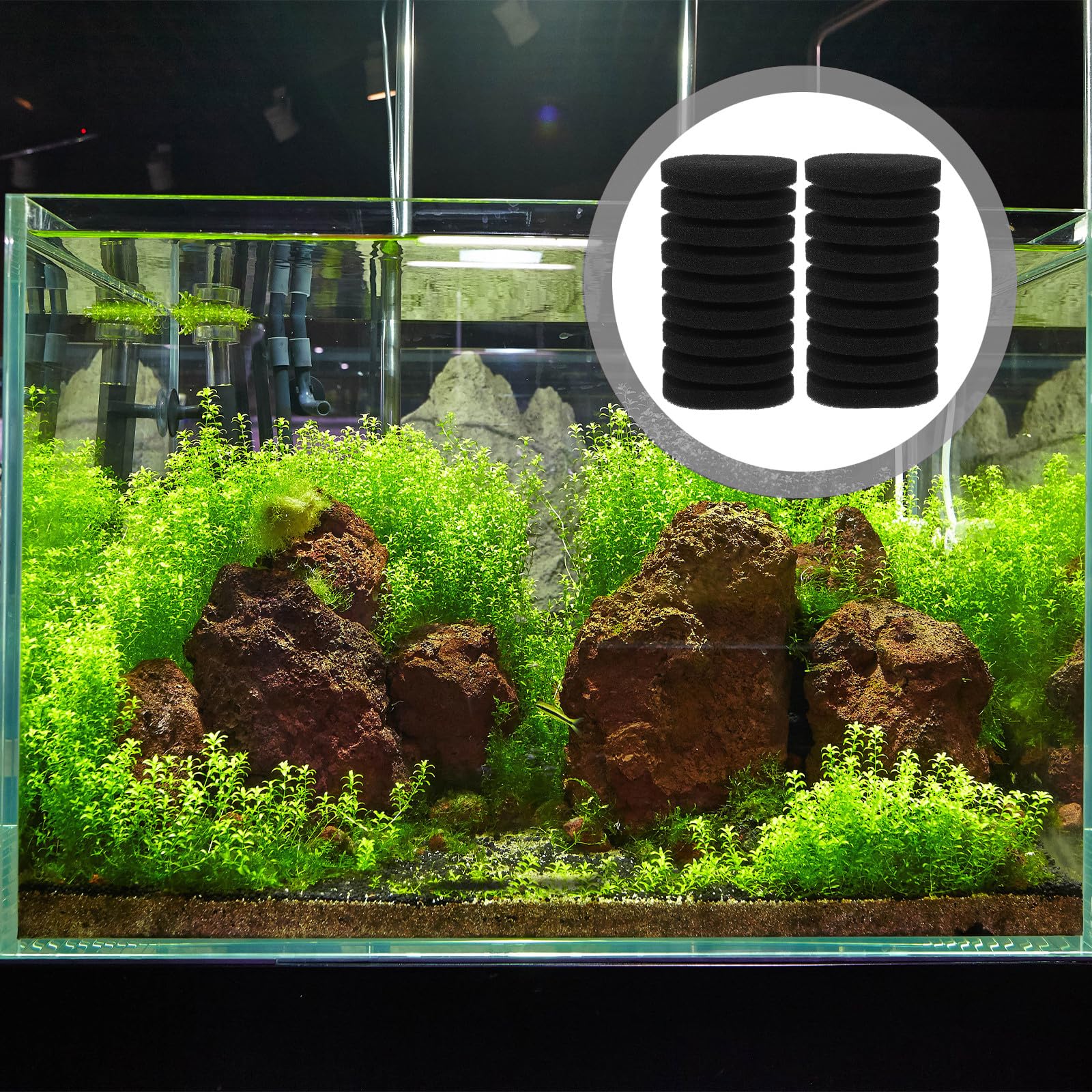 Veemoon Lot de 2 Coussins Filtrants pour Aquarium 10,8x6 Cm, Accessoires de Remplacement en Matériau Solide, Éponge Filtrante pour Filtre à Eau de Bassin, Nettoyage Facile et Filtration