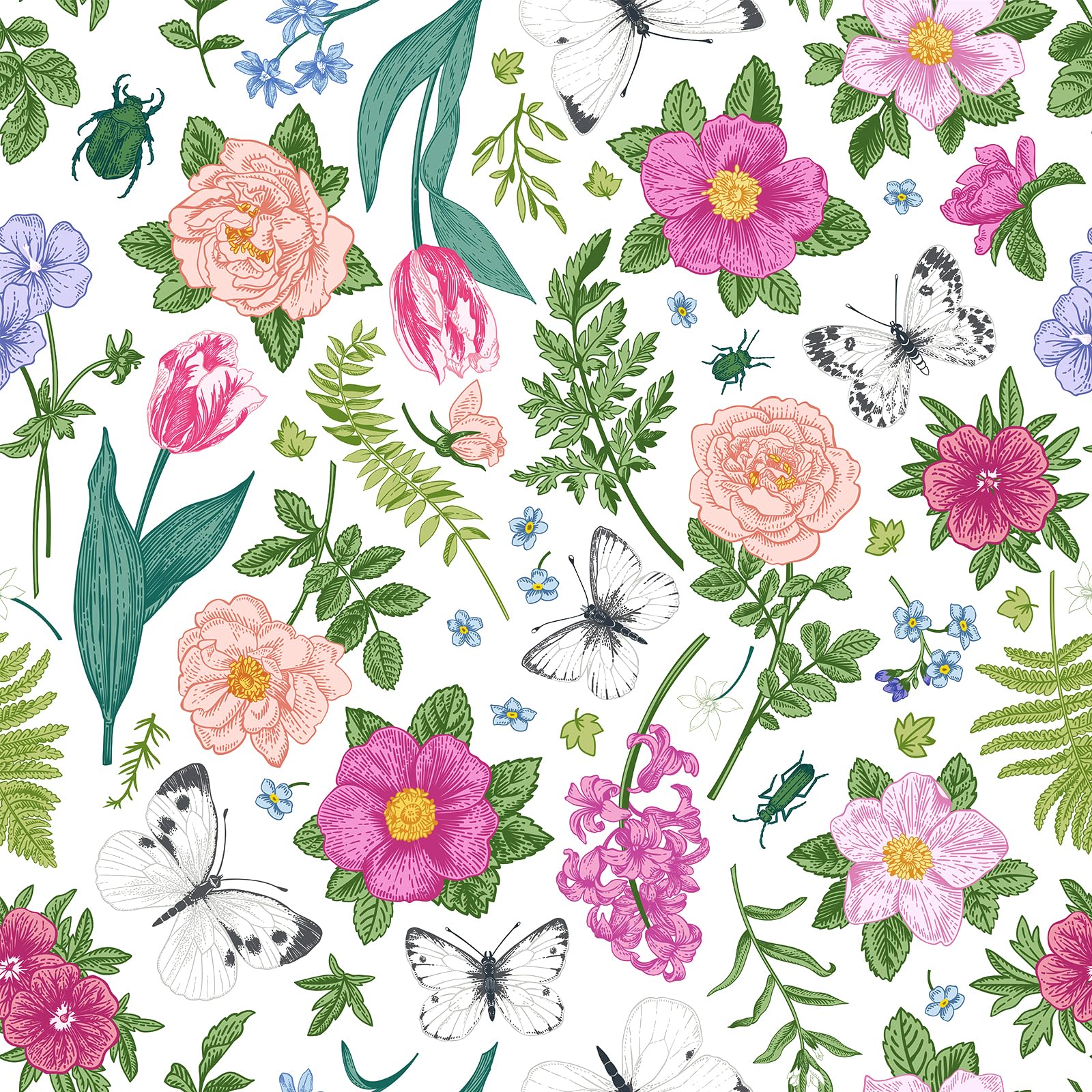 Papel tapiz de mariposa floral para renovar paredes dañadas sin pegamento