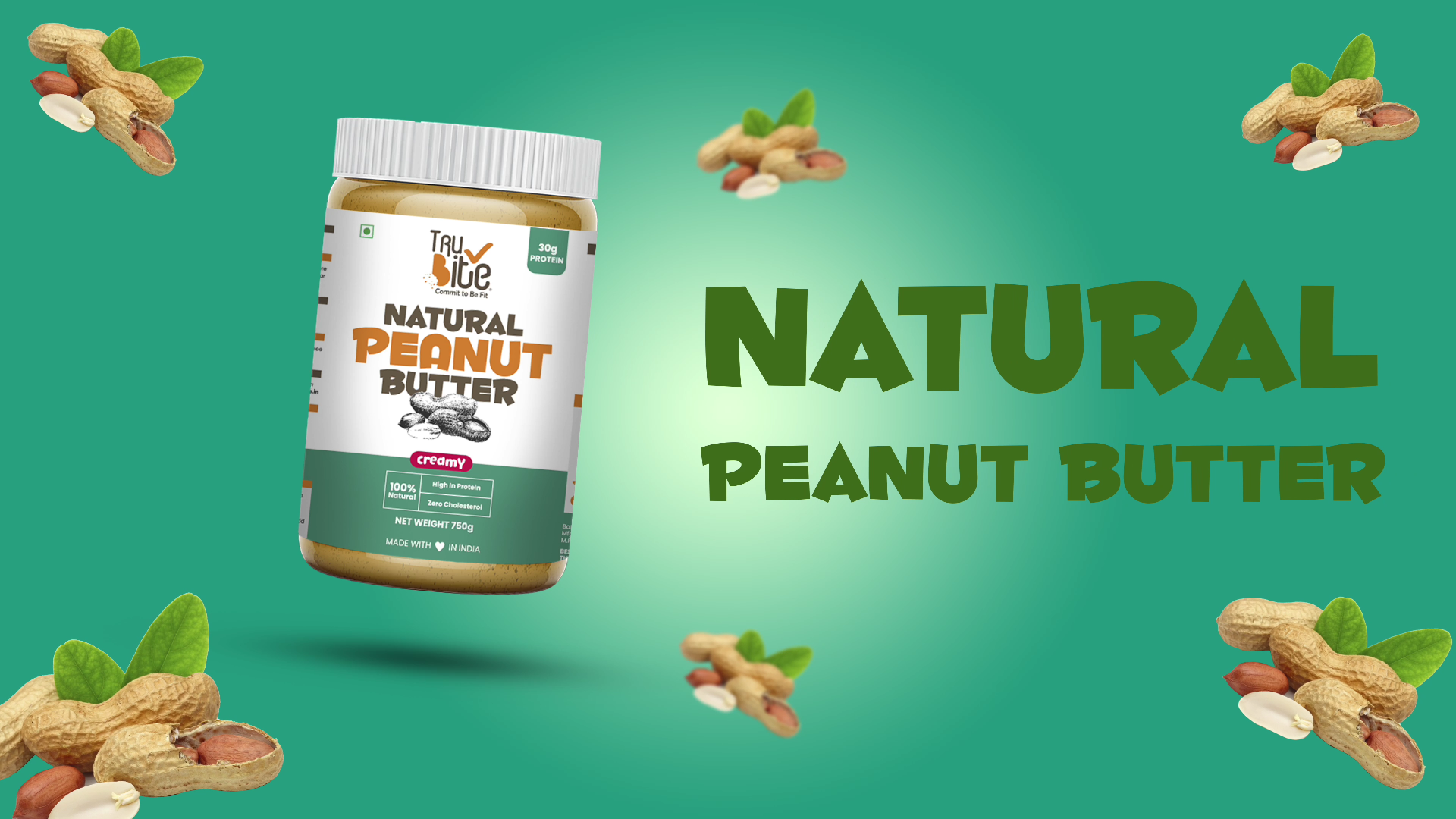 Trubite Natural Peanut Butter (Crunchy) | Unsweetened | 30g Protein | Non  GMO | Gluten Free | Cholesterol Free (1KG) : Amazon.in: Grocery & Gourmet  Foods