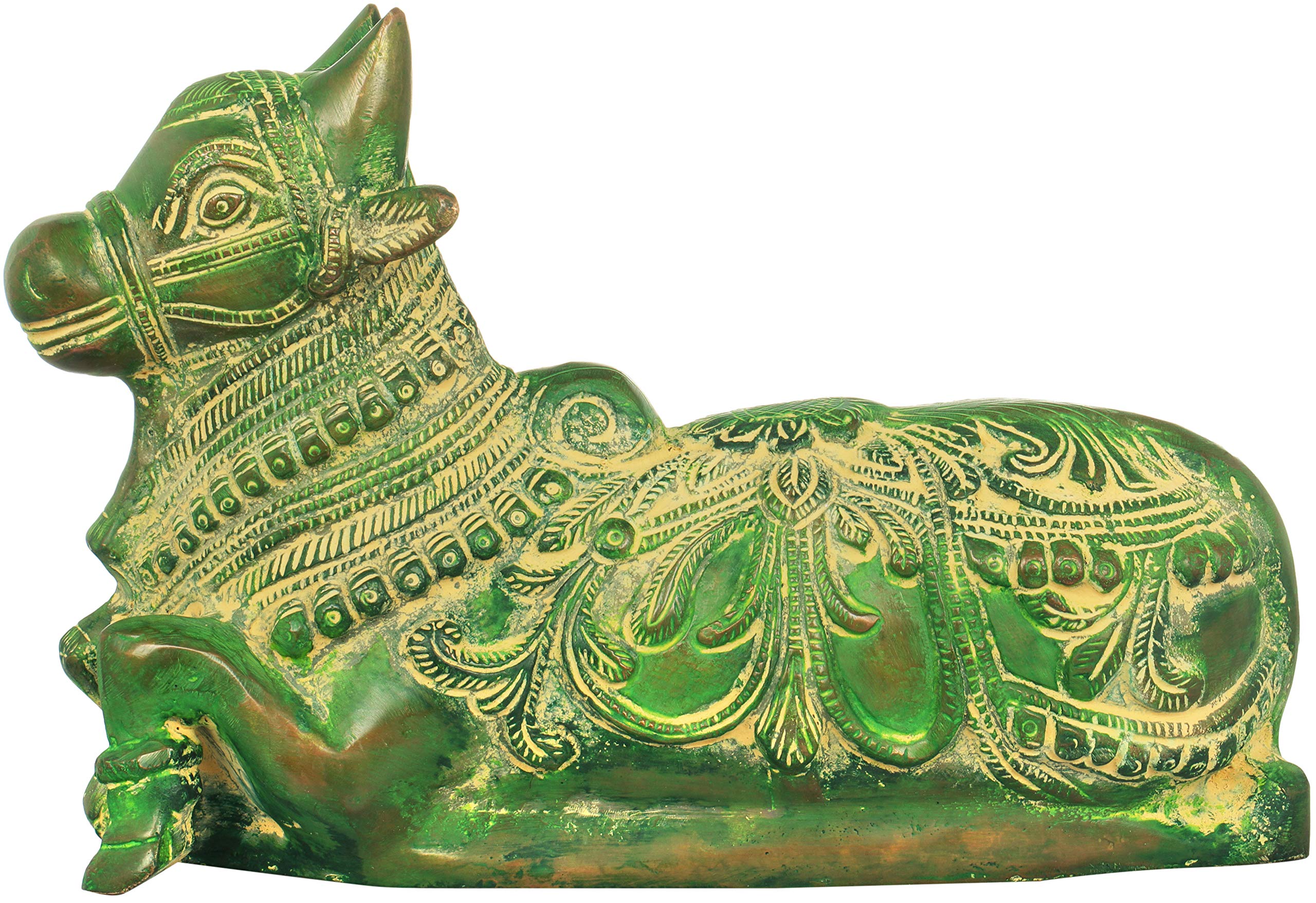 Statue Nandi Shiva en laiton Chola, une pièce d'art indienne d'exception