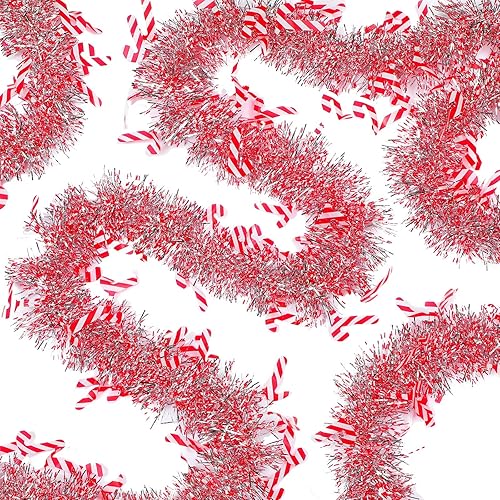 Miniatura 7 de Guirnalda de oropel de Navidad de 40 pies para árbol de Navidad, guirnalda metálica para colgar en interiores y exteriores, suministros de fiesta