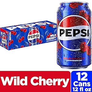 Pepsi Cola Soda, Wild Cherry, 12 Fl Oz Cans (Pack of 12)