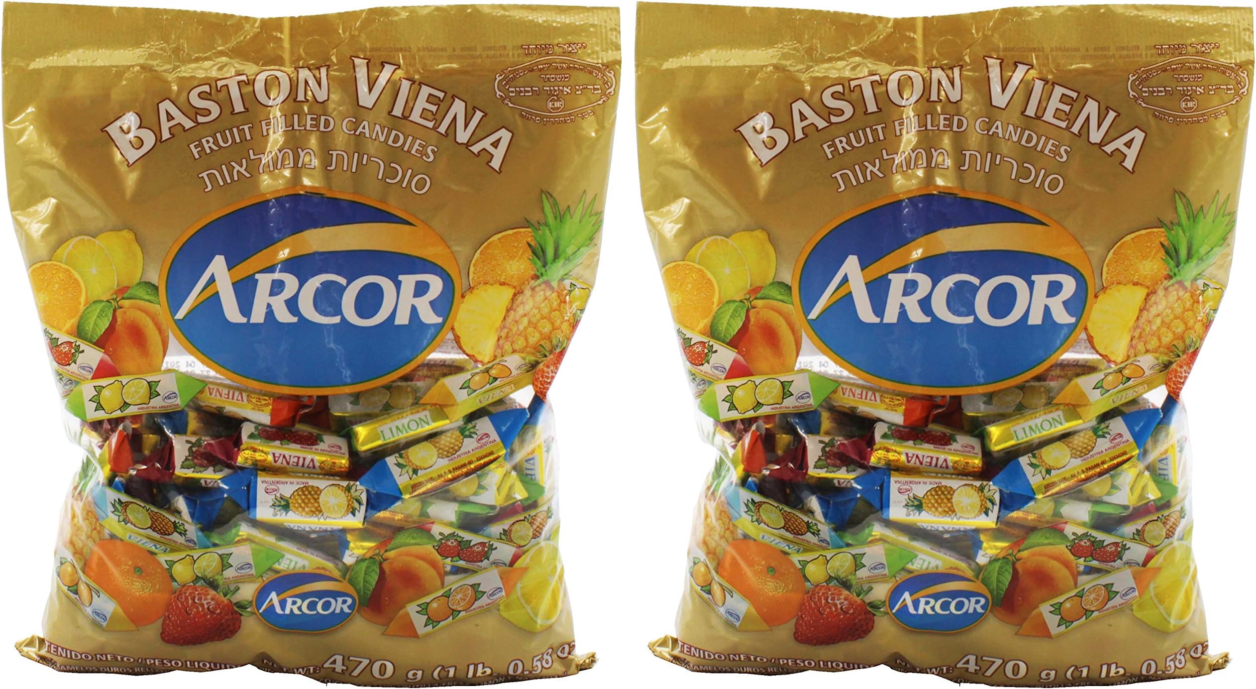 Arcor Vienna Fruit Filled Kosher Candy, 2 pack - 470 gms each