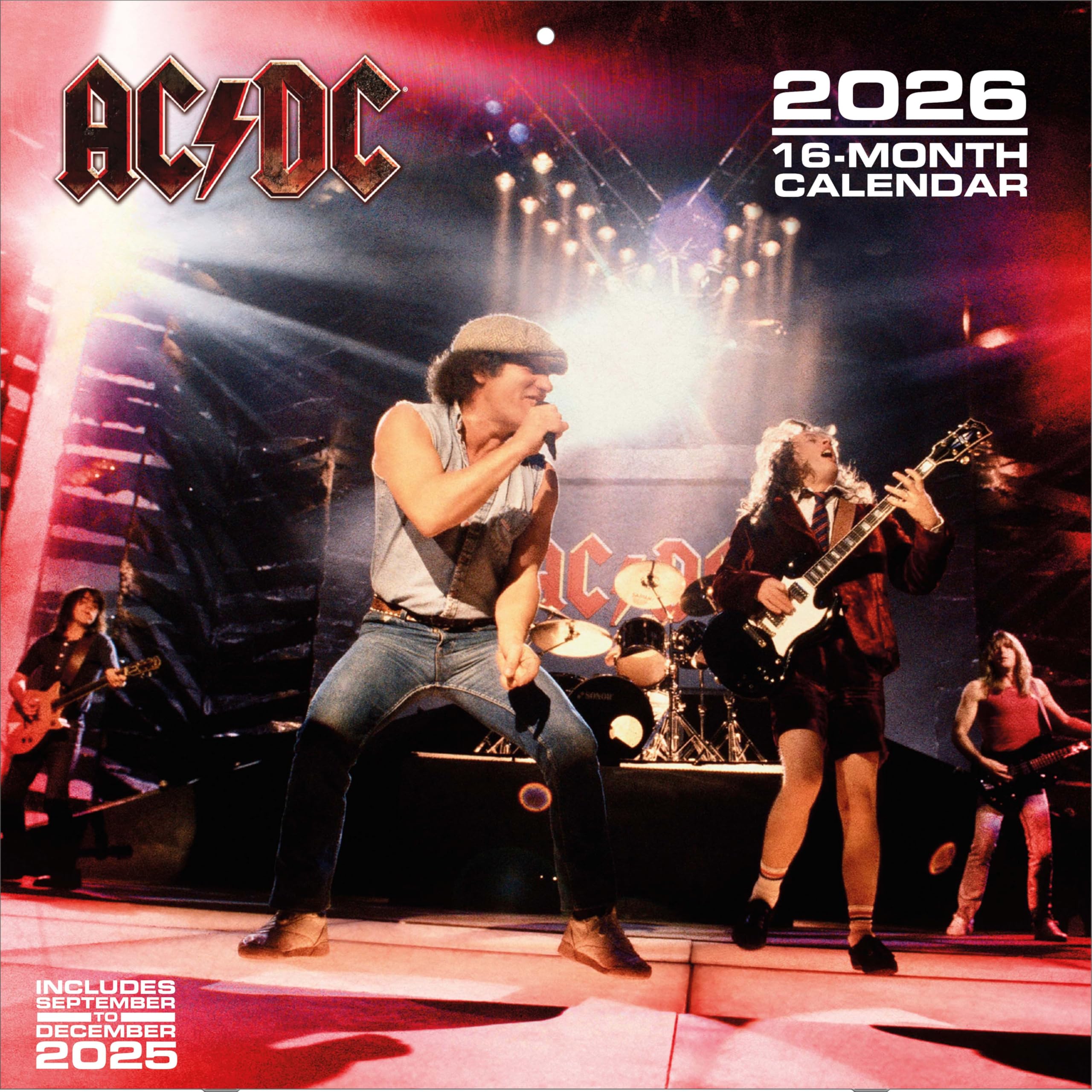 Pyramid International - AC/DC 2026 – Broschürenkalender 30×30 cm (aufgeklappt 30×60 cm) mit 12 ikonischen Rock-Motiven, offizieller Bandkalender