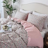 Vista 68 de HoneiLife Juego de funda de edredón floral 100% algodón, 3 piezas, suave, ropa de cama botánica con cierre de cremallera y lazos en las esquinas