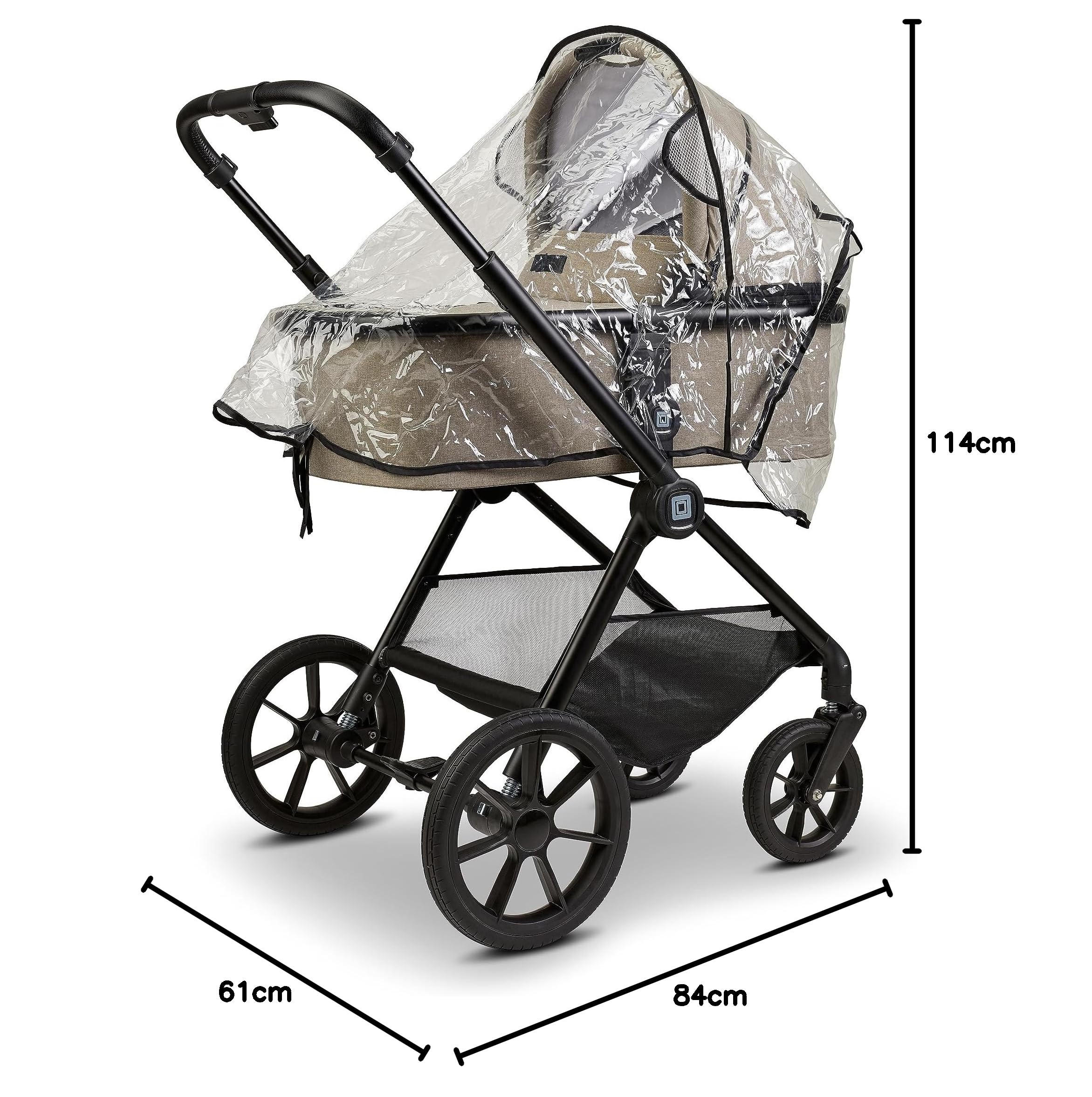 MOON 2 in 1 Kombi-Kinderwagen CLICC, Mud/Melange, mit Wanne und Sportwagen Sitz, bis 22 kg, faltbar mit Sportsitz, inkl. Wickeltasche, Fußsack, Regenschutz und Adapter, Kollektion 2024