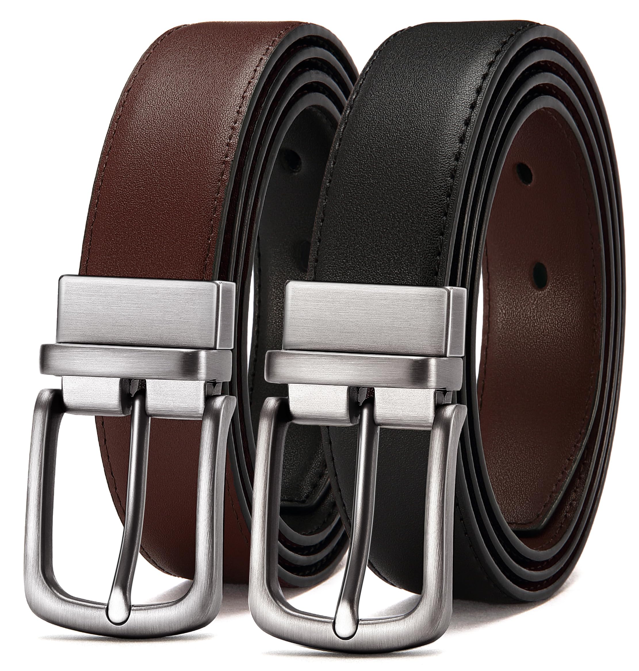 CHAOREN Ledergürtel Herren, Wendegürtel Herren gürtel leder 32mm für Anzug | 1 Gürtel 2 Farben, Reversibel Schnalle, Formelle Anlässe Anzuggürtel, Hochwertige Leder, Geschenkbox, Klassischer Bequeme